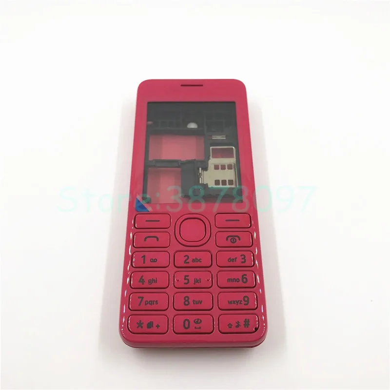 Лучшее качество,, для Nokia Asha 206 2060, двойная SIM Крышка корпуса, дверная рама+ задняя крышка батареи+ клавиатура+ логотип - Цвет: Red