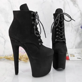 

Leecabe 20CM/8Inch Women's Platform boots party High Heels closed toe Pole Dance shoes