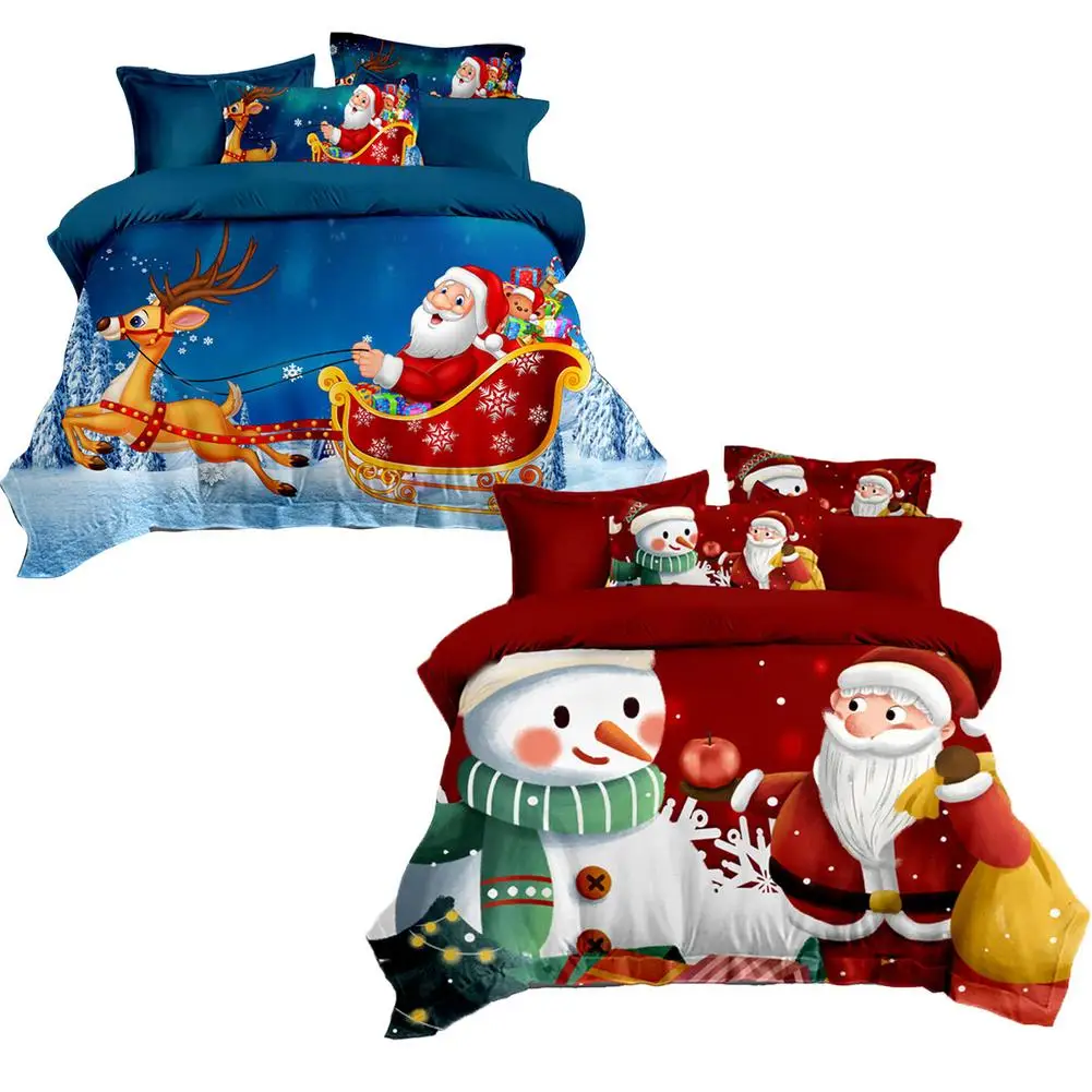 

3D Printing Quilt Cover Set Washable Comfortable Bedding Duvet Encasement Vivid Quilt Cover+Pillowcase For Christmas Universal