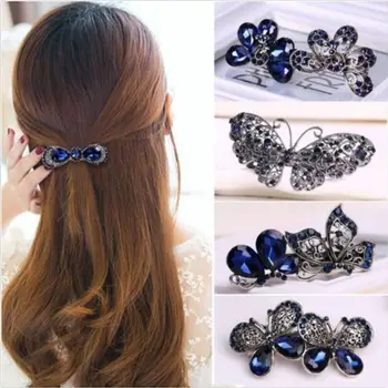 

1pcs Fashion Women Girl Crystal Rhinestone Flower Barrette Hair Clip Vintage Rhinestone Flower Hair Butterfly Clamp Hairpin New