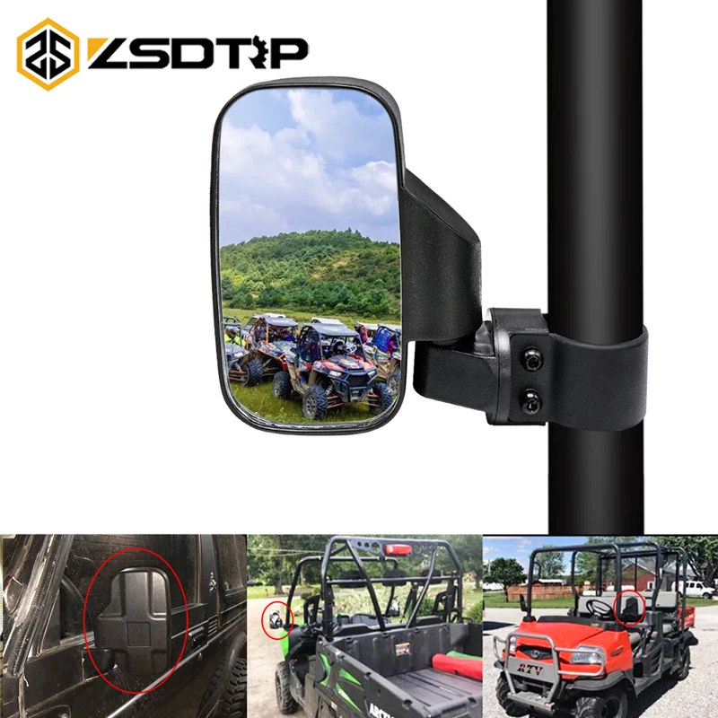 ZSDTRP черный оранжевый Mictuning UTV боковое зеркало с 1,7" и 2" креплениями резиновая накладка зеркала заднего вида для UTV общая модель