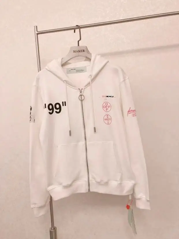 

Correct Version offowwhite High Quality 19 Spring And Summer Monet Classic Ink Oil Painting Boat Zipper Hoodie