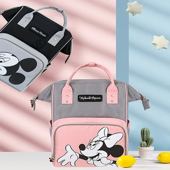 

Disney Micke y Minni e USB Diaper Bag Nappy Bag Large Capacity Maternity Mummy Baby Travel Backpack For Baby Care Designer Pink