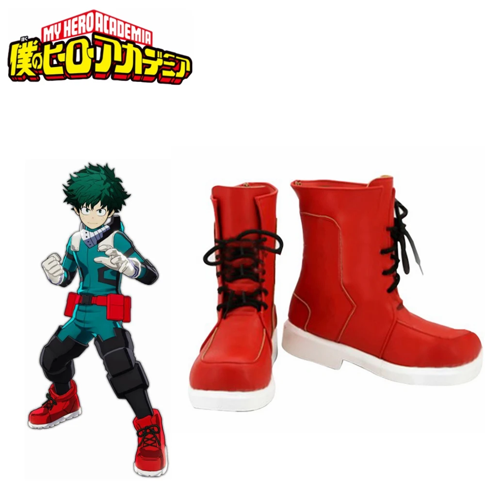 Красная обувь для костюмированной вечеринки «My Hero Academy Boku No Hero Akademia Izuku Midoriya»; ботинки на Хэллоуин; карнавальный костюм; аксессуары