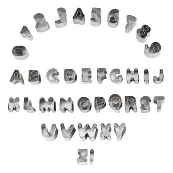 

37 Pcs Mini Alphabet and Number Cookie Cutters Set Stainless Steel Small Mold Tools for Fondant Biscuit, Cake, Fruit, Vegetables