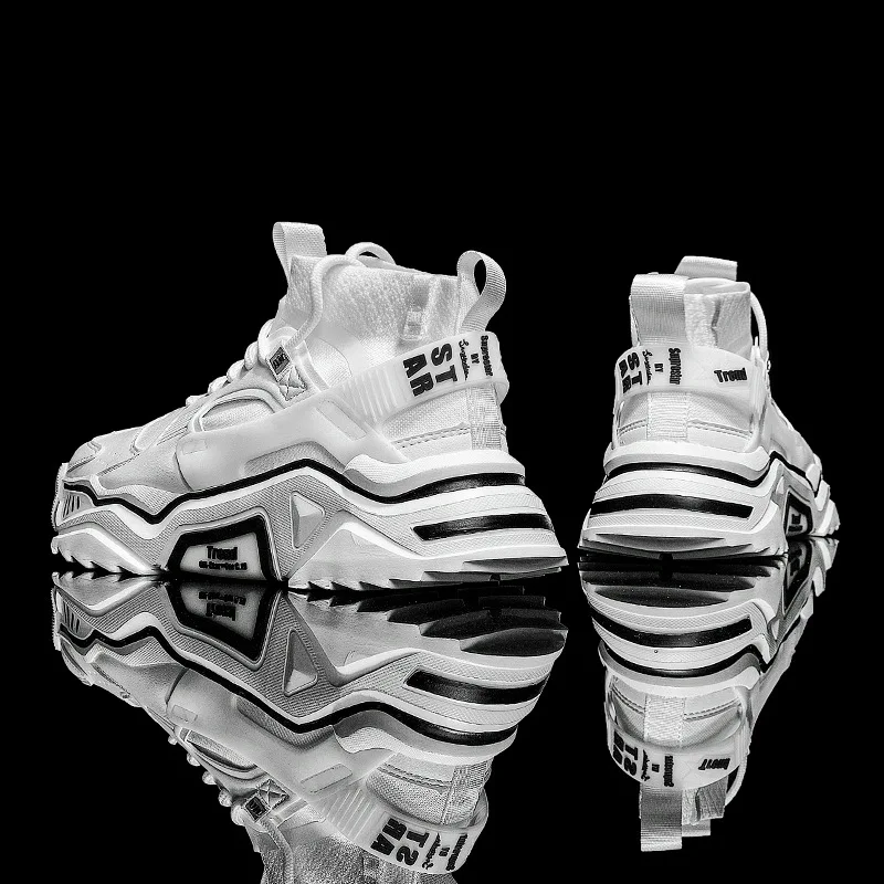 

MEN'S Shoes Autumn 2019 New Style Socks Shoes White Sports Basketball Shoes Versatile Winter Men White Shoes Hight-top Dad Shoes