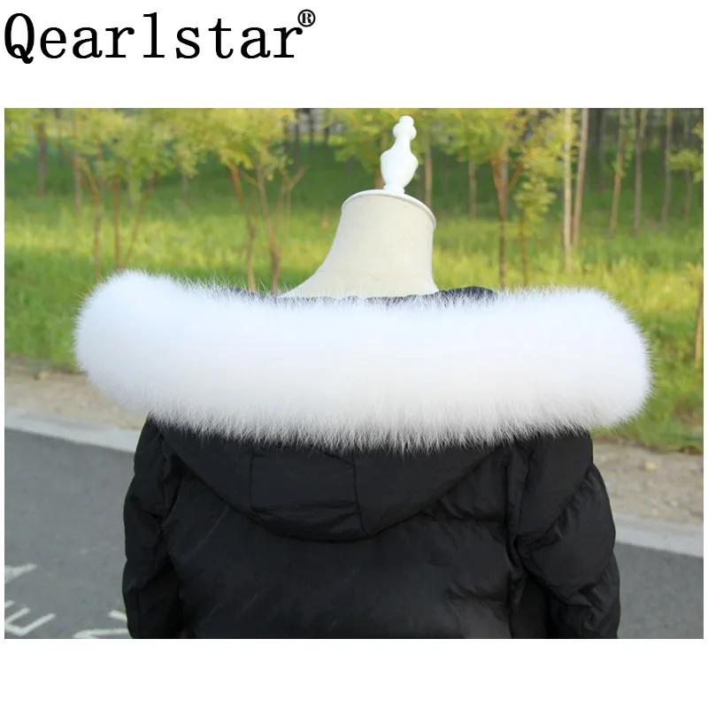 Qearlstar натуральный Лисий меховой воротник натуральный мех шарф Белый Серый персиковый розовый лисий мех Scraves 70/75 см унисекс высокое качество Zxx688