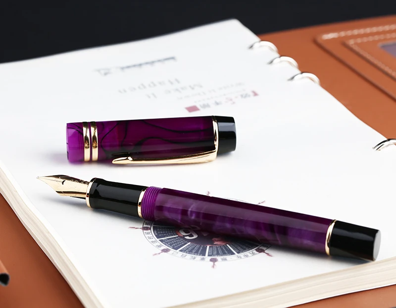  M600S Celluloid Purple Fountain Pen MOONMAN Iridium Golden F 0.5mm Excellent Fashion Office Business Writing Gift Pen