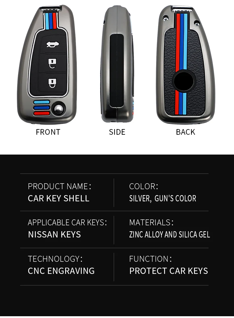 Custodia per chiave auto in lega di zinco per Nissan Qashqai J11 Xtrail Murano MAXIMA ALTIMA Juke Micra Tiida Pulsar2014-2018 portachiavi - Hb08029a24730439493013dbef51c8566k