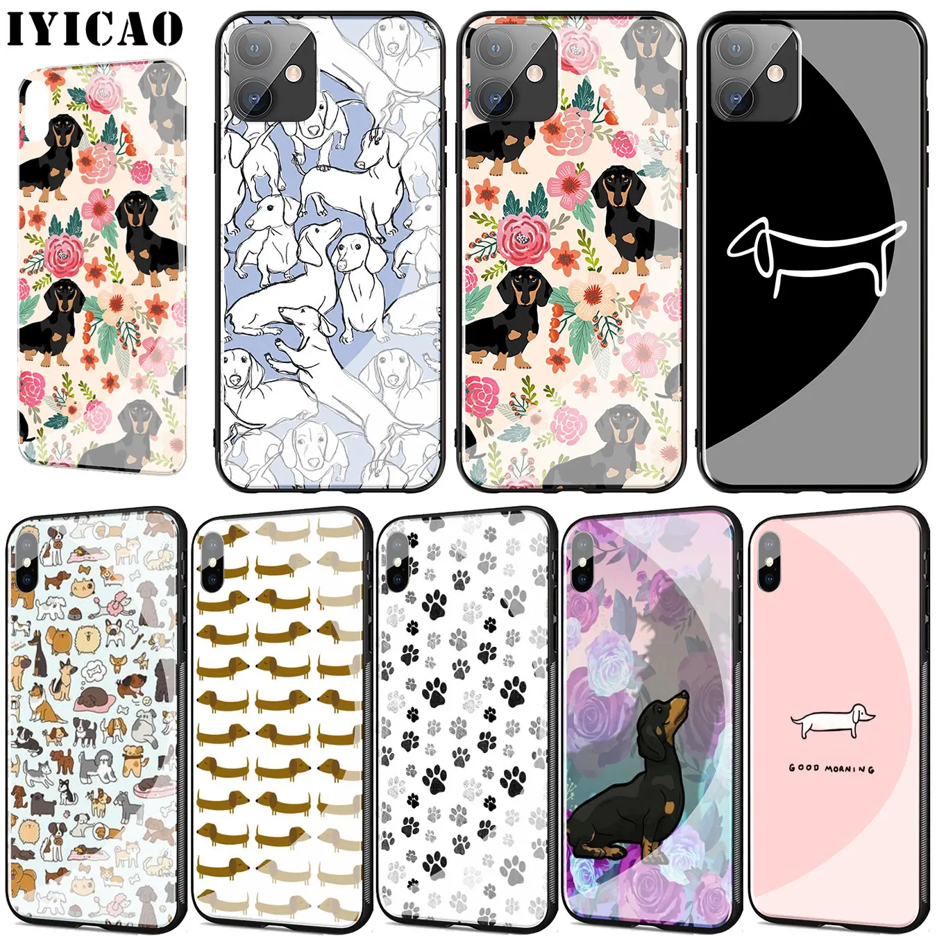 Милые животные собаки такса чехол из закаленного стекла для телефона iPhone 11 Pro XR X XS