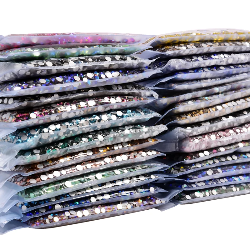 14400pcs ss3-ss20 Big Package Bulk Wholesale Non Hot Fix Rhinestones Flat Back Crystal Strass Glitters Stone for 3D Nail Garment