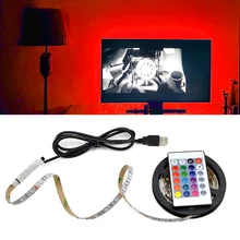 Водостойкая Лента USB RGB источник питания Светодиодная лента 3528/5050 SMD 50 100 200 см DC 5 В для ТВ фоновый светильник ing Book светильник