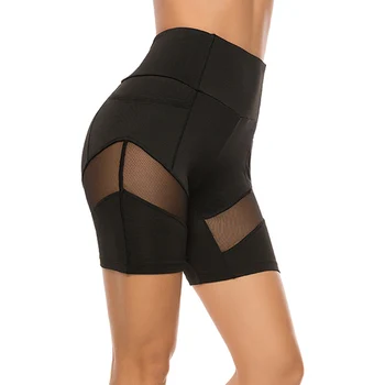 

2019 New High Waist Solid Color Mesh Patchwork Pockets Skinny Female Casual Summer Women Legging