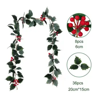 

Christmas Garland Decorative Leaves Creative Artificial Garland Berry Garland Xmas Tree Hanging Ornament for Party Decor