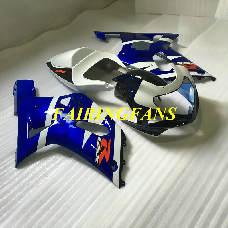 Набор обтекателей для GSXR600 750 K1 01 02 03 GSXR 600 GSXR750 2001 2002 2003 белый синий Обтекатели Кузов+ подарки SH36