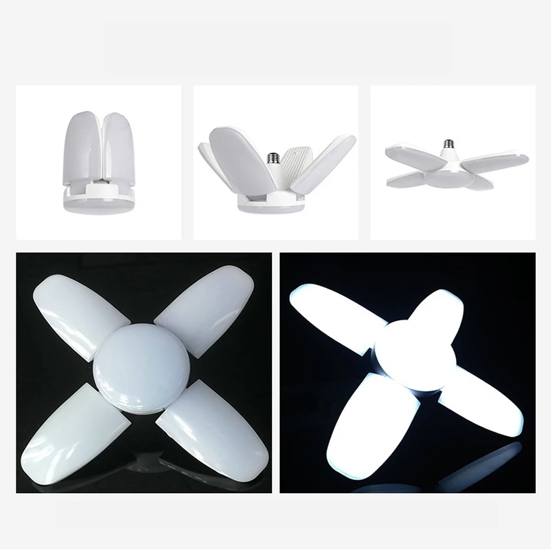 2Pcs 60W LED Garage Shop Work Lights 6000Lm Home Ceiling Fixture Deformable Lamp White Light 170-240V