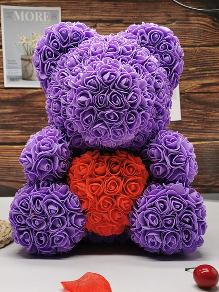 Подарки на день Святого Валентина, большое ожерельес 25 см красная роза Teddy Bear пены розы искусственные украшения с 3 м Светодиодные лампы Подарочная коробка подарок на день Святого Валентина