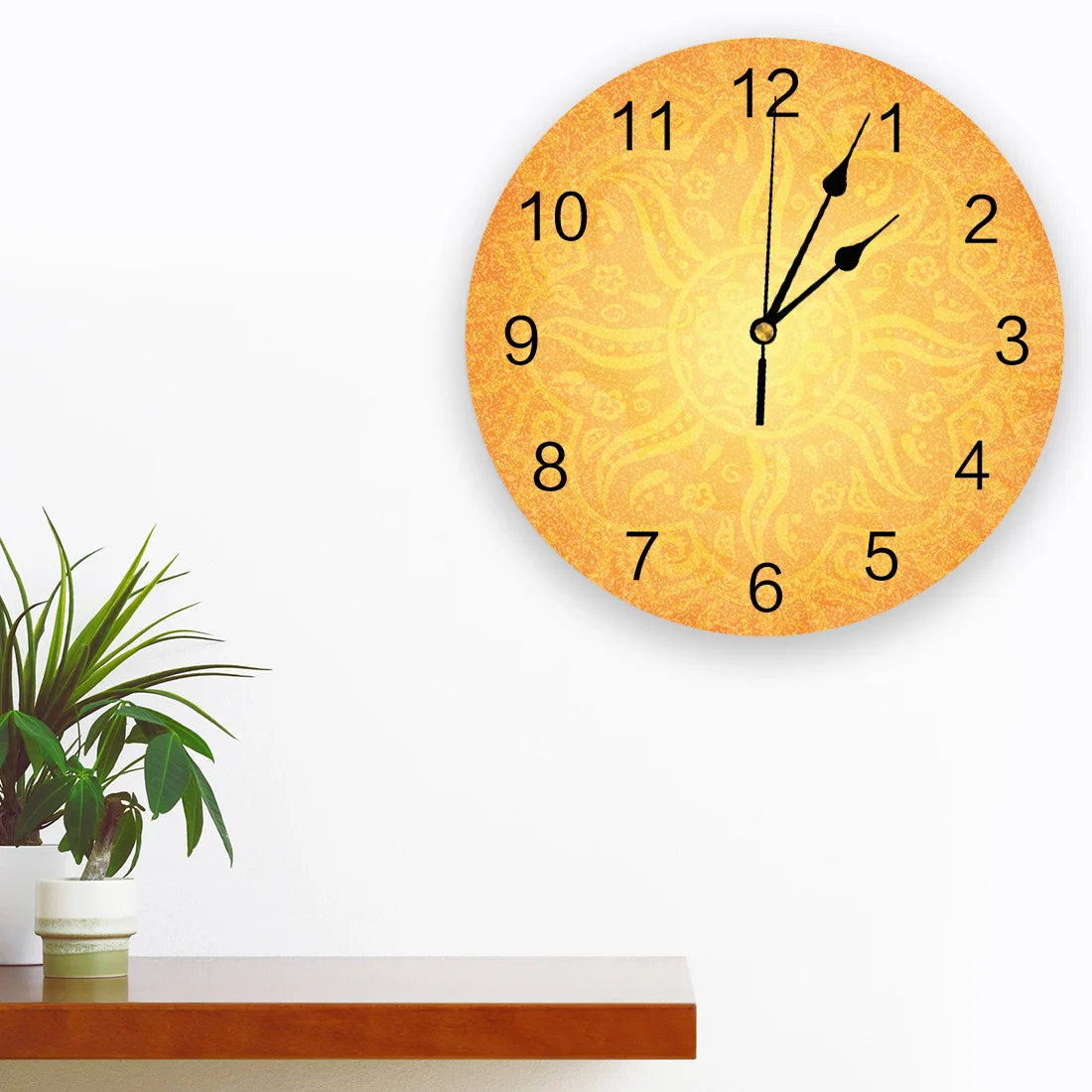 Оранжевый Индийский стиль ПВХ настенные часы современный дизайн домашний Декор Спальня бесшумные Oclock настенные часы для гостиной