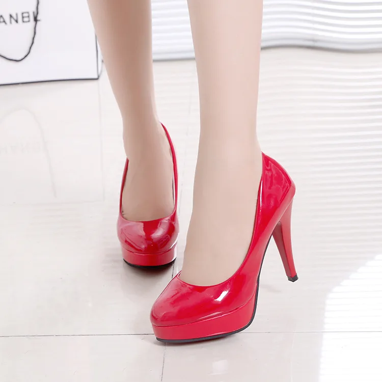

2018 Spring And Autumn New Style Classic WOMEN'S Thin Shoes Pu Waterproof Platform Ultra-High-Heel Thin Heeled Business Work Sho