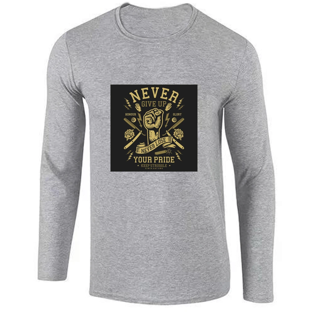 Men Autumn Casual NEVER GIVE UP Letter Printing Long Sleeve Loose Man's T-shirt Hip-Hop Shirt Fashion O Neck Cotton T Shirt Men Autumn Casual NEVER GIVE UP Letter Printing Long Sleeve Loose Man's T-shirt Hip-Hop Shirt Fashion O Neck Cotton T Shirt