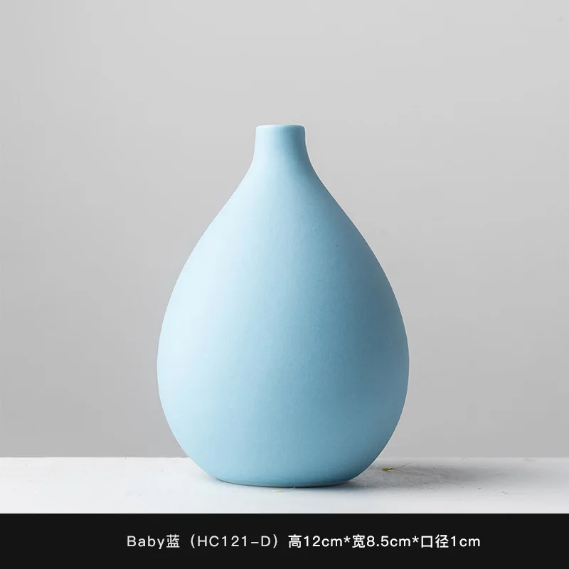 1pcs Macarons Ceramic Small Vase Creative Dried Flower Decoration Bottle for Wine Cabinet Desktop Home Decoration - Цвет: H 12cm