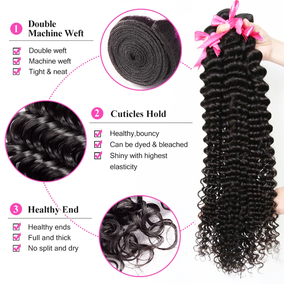 Baratos 1 3 4 mechones de pelo brasileño onda profunda de agua 8 30 40 pulgadas de largo rizado doble dibujado Remy 100% vendedores cabello humano DJSbeauty