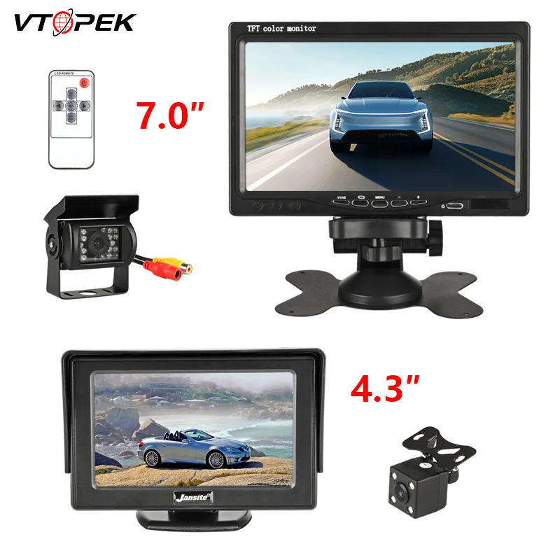 

Vtopek 4.3" 7" TFT LCD Car Monitor 800x480 Display Waterproof Backup Reverse Camera Wired Cameras Parking System For Car Truck