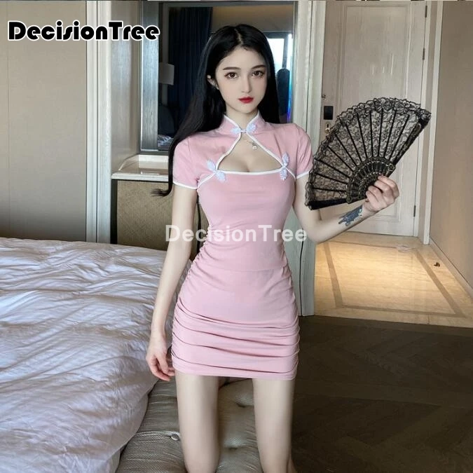 2021 китайское платье cheongsam сексуальное qipao Холтер открытая спина перспективное