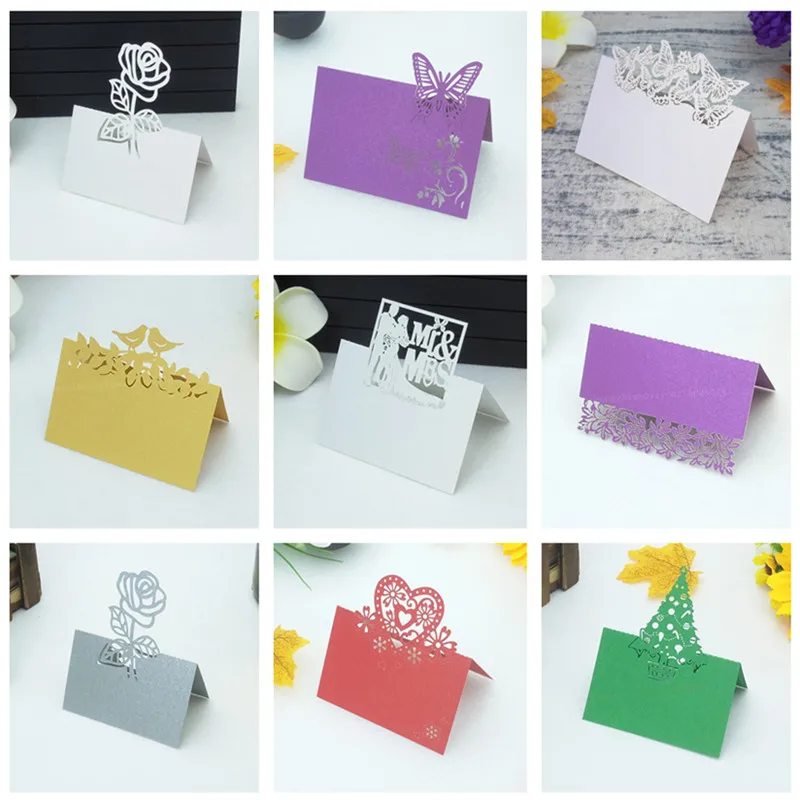 

98Pcs Guests Name Place Invitation Table Card Wedding Favor Decoration Laser Cutting Party Seating Card Table Cards name card 5