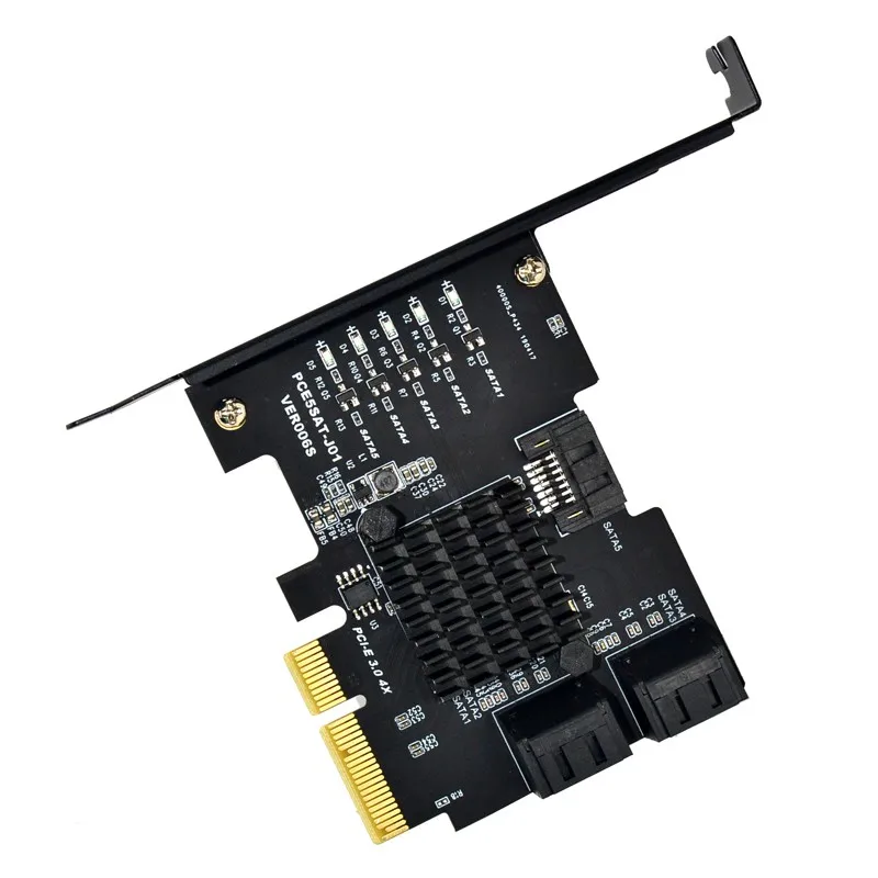 Sata Iii (6 Gbps) 5 puertos Pci-Express Tarjeta de controlador compatible Pci Express X4 X8 X16 pla