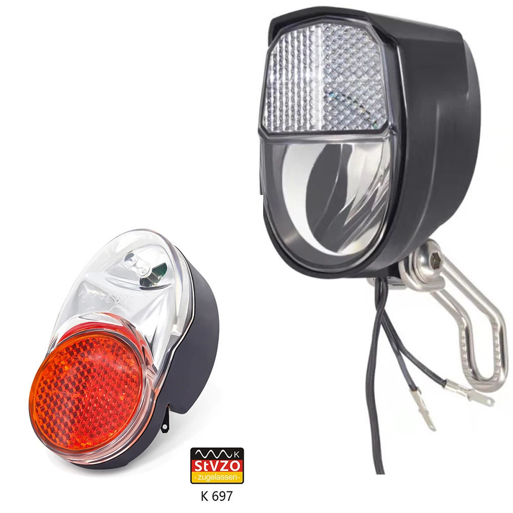 

Onature updated dynamo bike light set headlight with parking light and rear light Stvzo approved LED bicycle dynamo light