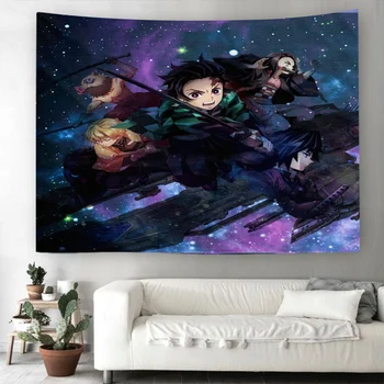

Devil's Blade Anime Home Textile Tapestry Demon Slayer Kimetsu No Yaiba Kamado Tanjirou Nezuko Home Decor Wall Hanging