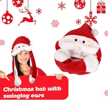

Merry Christmas Hat Moving Ear Plush Santa Claus Elk Type Lighting Toys for Children Adults Christmas Gifts Party Decorations