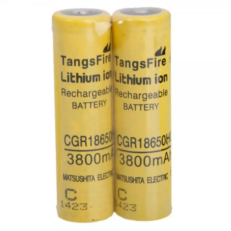 2 шт TangsFire 18650 3800mAh 3,7 V перезаряжаемая литиевая батарея желтый