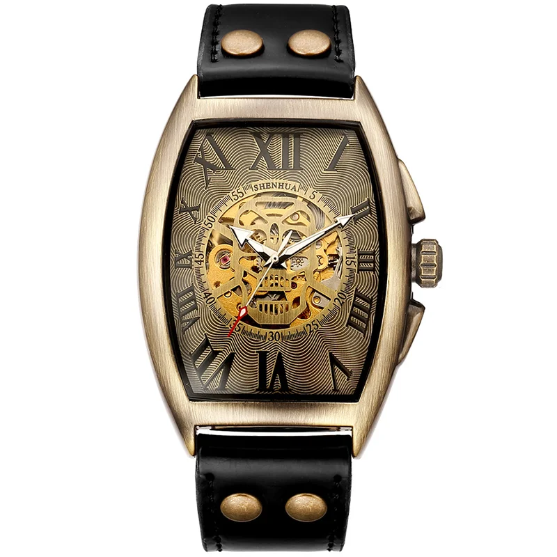 Mens Leather Mechanical Steampunk Watch