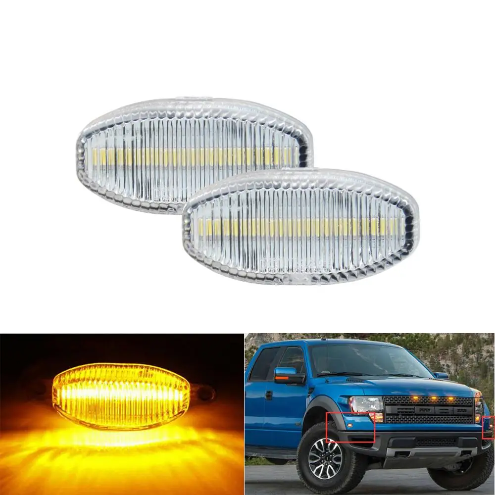 

Front Bumper Amber LED Side Marker Light Lamp For Ford F150 SVT Raptor 2010-2014