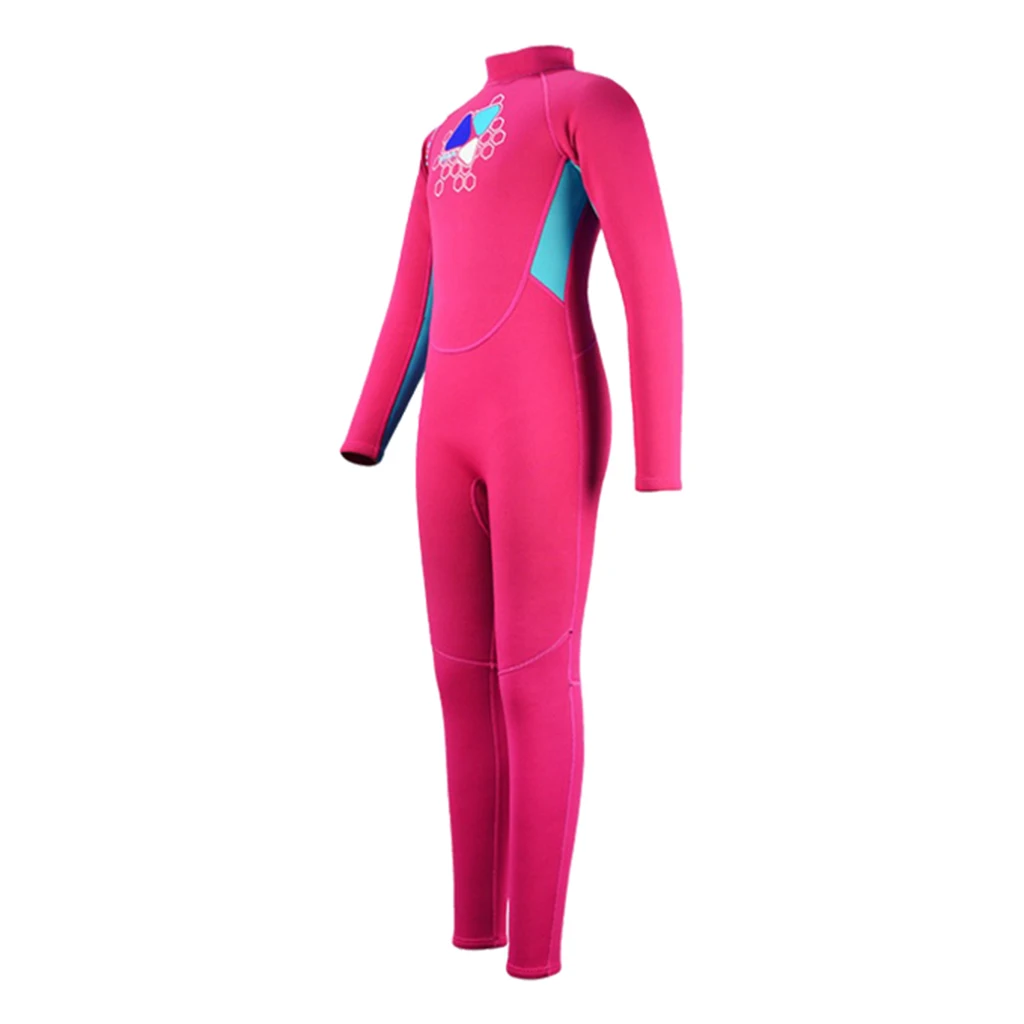 Kids Wetsuit Neoprene 2mm Long Sleeve One Piece UV Protection Swimsuit Fullbody Diving Suit for Surfing Snorkeling 