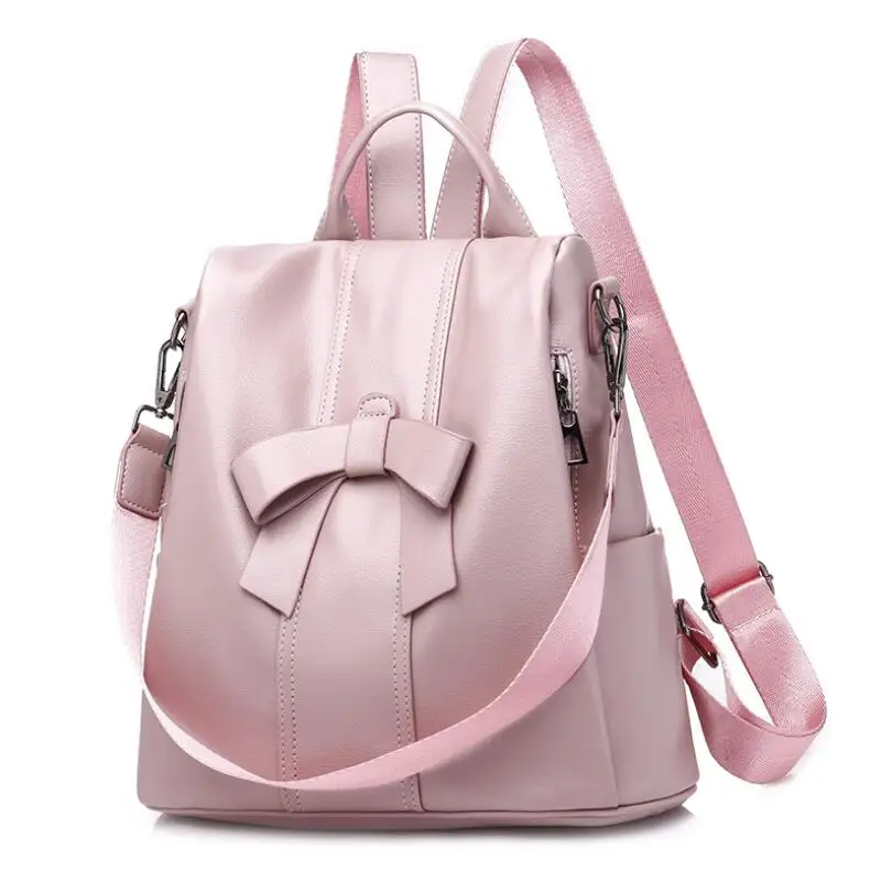

Sweet Teenage Girls Backpack Women Multi Pocket Travel Backpacks New PU leather Anti Theft Backpack Female Bow School Bag