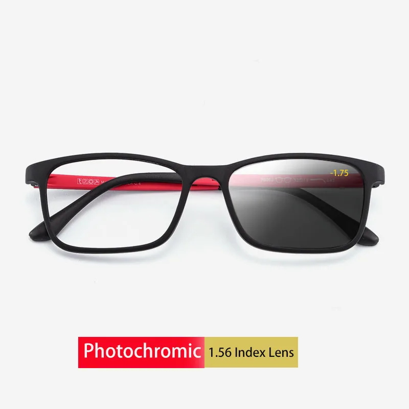 Новинка, очки для близорукости, фотохромные, для женщин и мужчин, по рецепту, TR90, очки, оправа, мощные очки - Цвет оправы: Красный