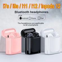 Bluetooth sem fio portátil fones de ouvido com caixa de carregamento fones macaroon doces cor i7s/i9s/i12/inpods 12 metal/inpods 12 matte