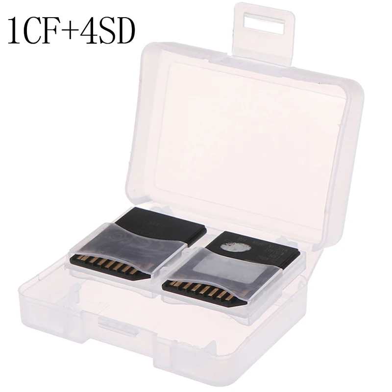 

1pc Plastic CF/ SD TF Card Storage Box Protector Holder Hard Case Potable CF Carrying Memory Card Case Holder 1CF+4SD