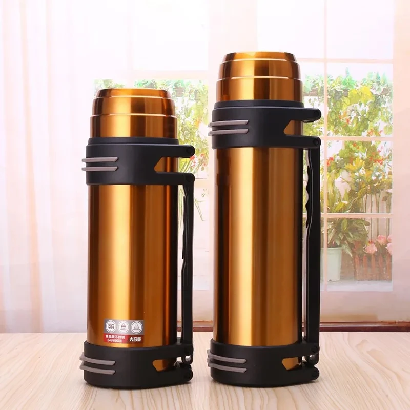 1200-4000ml Large Thermos Bottle Vacuum Flasks Stainless Steel Insulated  Water Thermal Cup With Strap 48 Hours Insalation