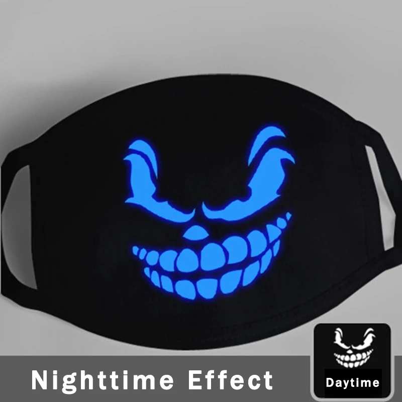 Светящиеся маски в форме ЧЕРЕПА черная маска рот мода скелет маска для косплея светящийся в темноте Череп Маска