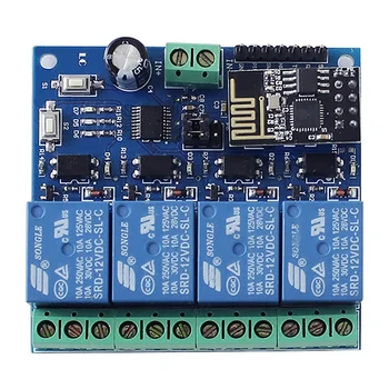 

ESP8266 DC 12V 4 Channel Relay Board ESP-01 WIFI Module for Smart Home 4 Channel WIFI Relay Module