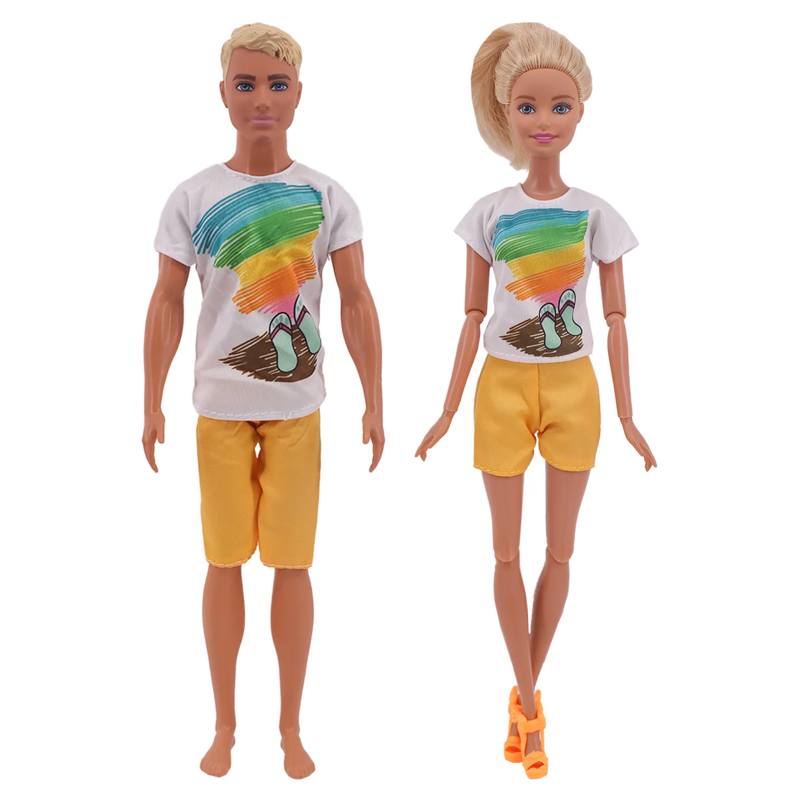 Barbie Doll Clothes Doll Clothes Accessories Doll Clothes Doll Accessories 2pcs Couple Outfit Doll Clothes Dress Shirt Denim Grid Skirt Daily Casual Wear For Ken&Barbis