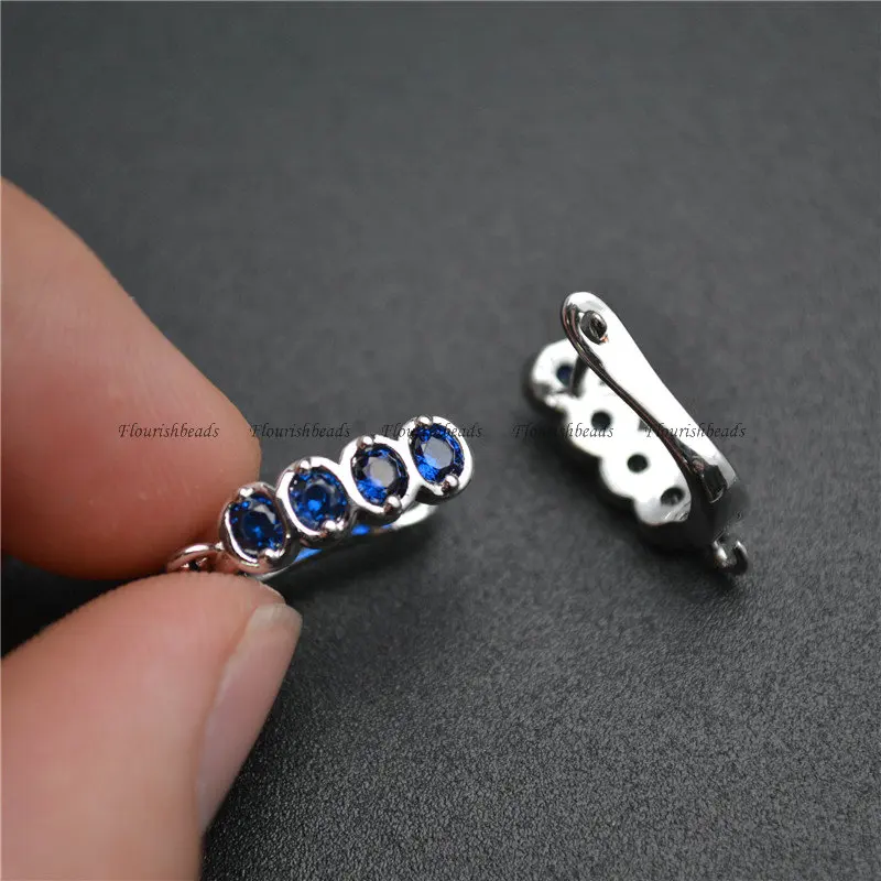 

Anti-rust Color Remain Multi Rows Round Shape Blue CZ Paved Earring Hooks Jewelry Findings DIY Jewelry Making 20pc Per Lot