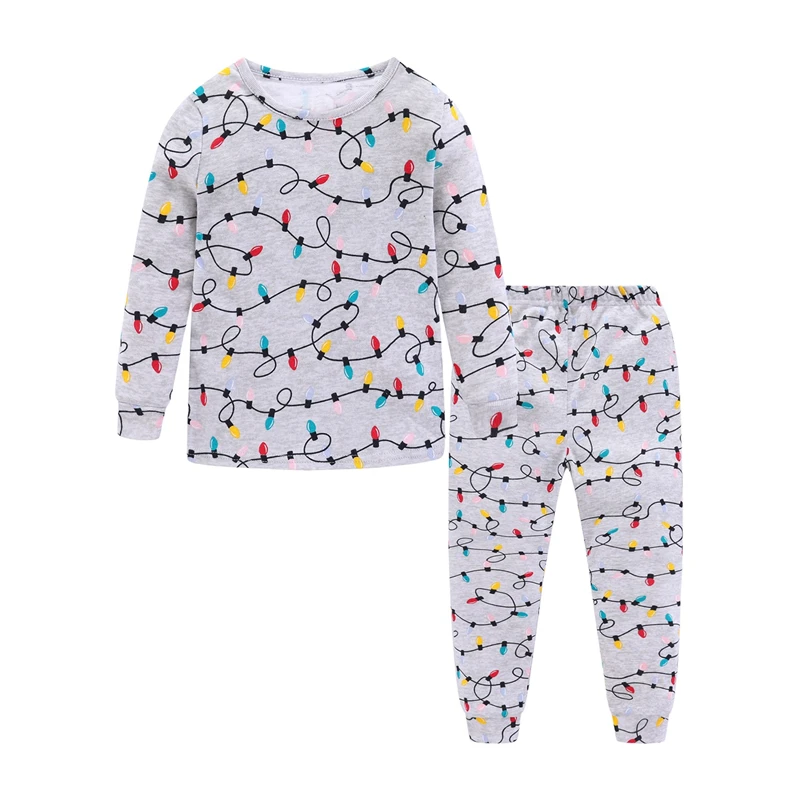 Mudkingdom/милый пижамный комплект для мальчиков и девочек; Рождественская одежда для сна с рисунком единорога и оленя - Цвет: Light