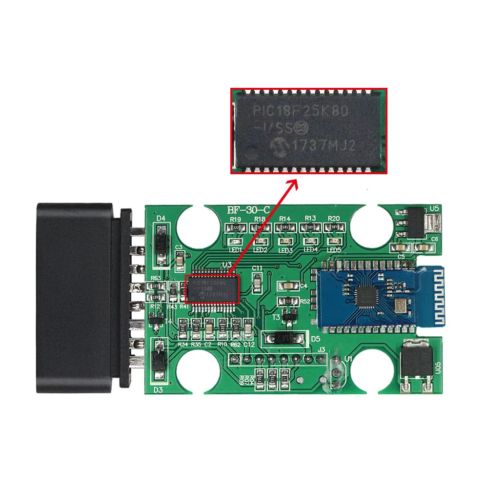 PIC18F25K80 ELM327 V1.5 Bluetooth OBD2 автомобильный сканер elm 327 Bluetooth v1.5 автомобильный диагностический инструмент для Android/PC многоязычный