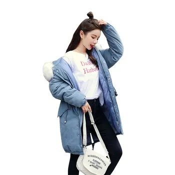 

Women Long PeacH Skin Fur Collar Hooded Bakery Oversize Winter Down Coat Heavy Jacket Thick Warm Cotton Padded Wadded Parkas