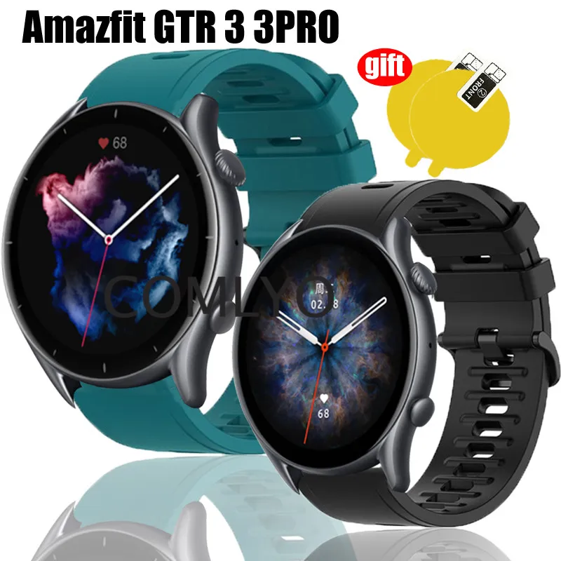 

Силиконовый ремешок для Huami Amazfit GTR3 GTR 3 Pro ремешок с металлической кнопкой, мягкий браслет, дышащий спортивный браслет, подходит для повседневной носки